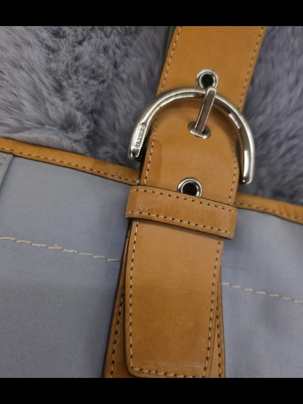 Y2K Coach Soho Hampton Colorblock Blue Canvas Shoulder Tote Purse Buckle